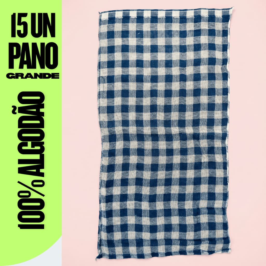 15 Panos de Chão Xadrez 70x45cm Extra Grande 100% Algodão | Overloque | Leve | Alta Absorção