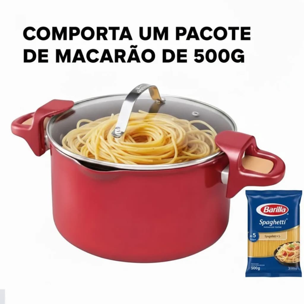 Espagueteira De Alumínio Antiaderente Com Cesto Escorredor Ideal Para Massas/Legumes Prática e Resistente