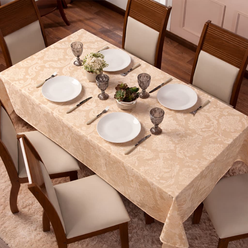 Toalha De Mesa Tecido Jacquard Retangular Durável e Elegante 6 Lugares Luxo
