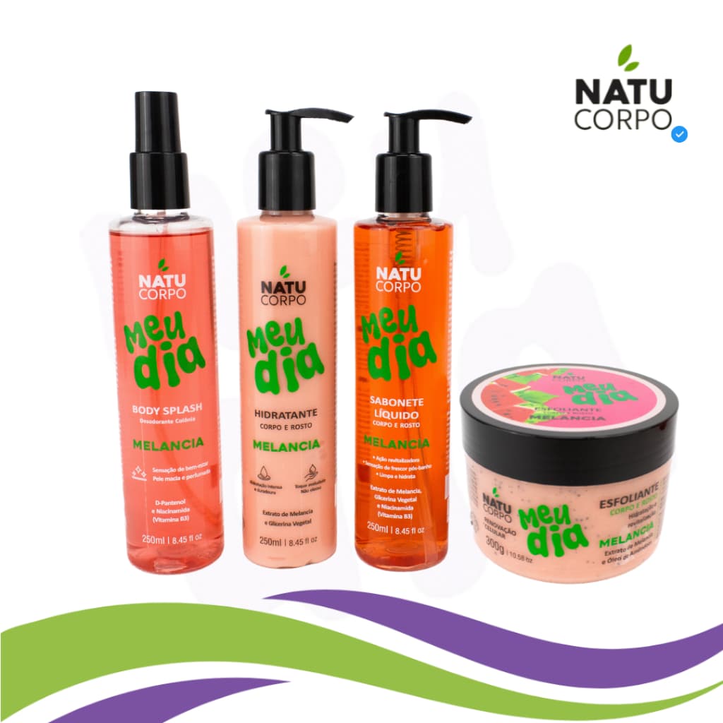 Kit Melancia - Body Splash 250ml + Hidratante 250ml + Sabonete Líquido 250ml + Esfoliante 300g