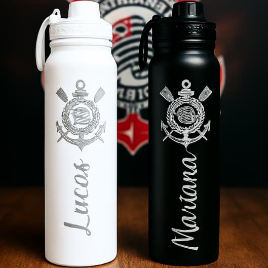 Garrafa Térmica Personalizada em aço Inox para Academia, Escola, Trabalho do Corinthians 500ml