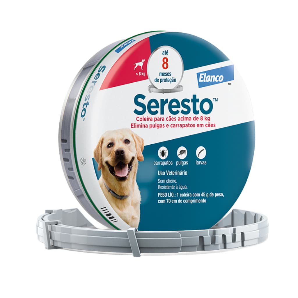 Coleira Antipulgas e Carrapatos Seresto para Cães acima 8kg