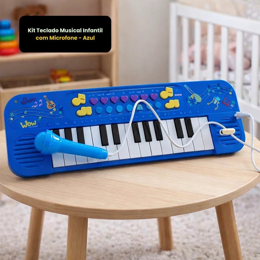 Kit Teclado Musical Infantil Microfone Educativo Instrumento Diversao Crianca