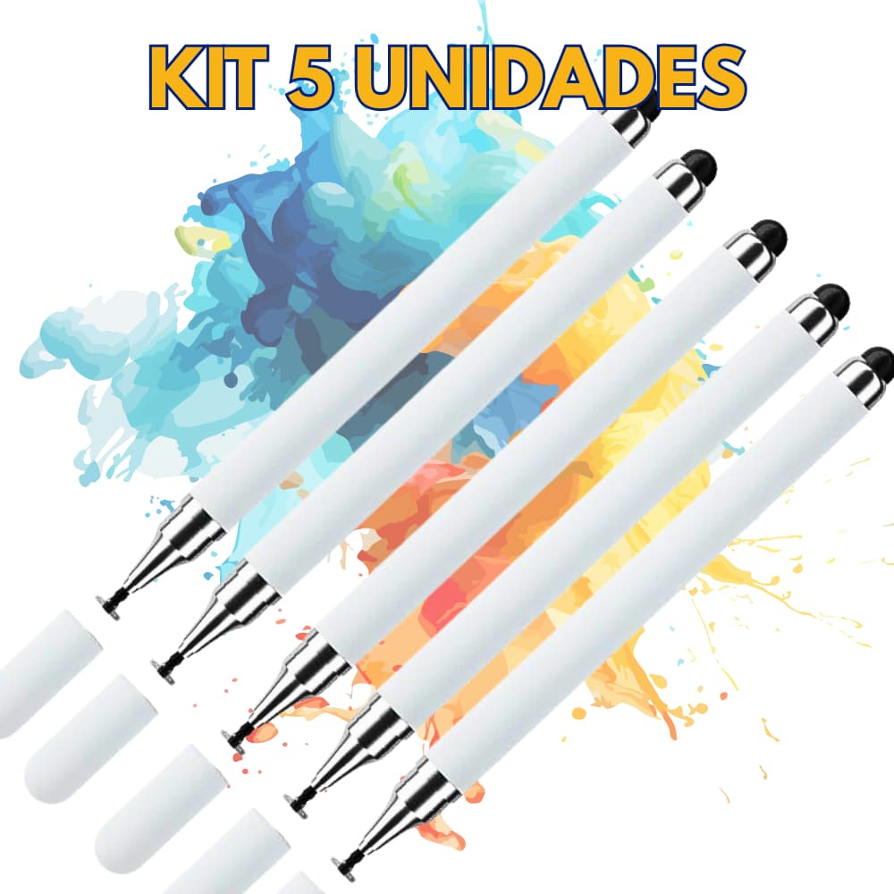 KIT 5 Caneta Stylus 2 em 1 Toque Celular E Tablet Ponta Borracha iPad iPhone Caneta de Tela Touch Celular
