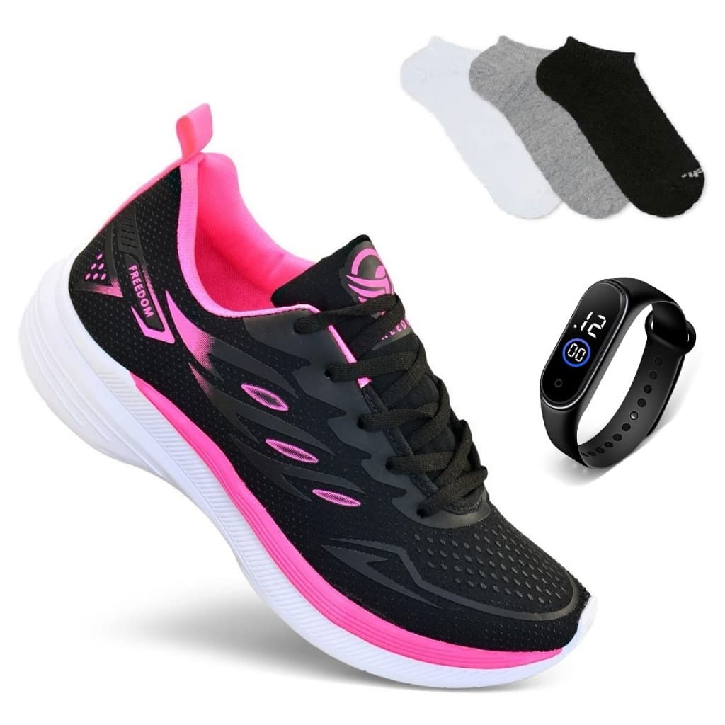 Conjunto de Academia para Mulheres + Smart Watch + 1 par de meia - Tenis Macio e Leve  Esportivo Academia Treino