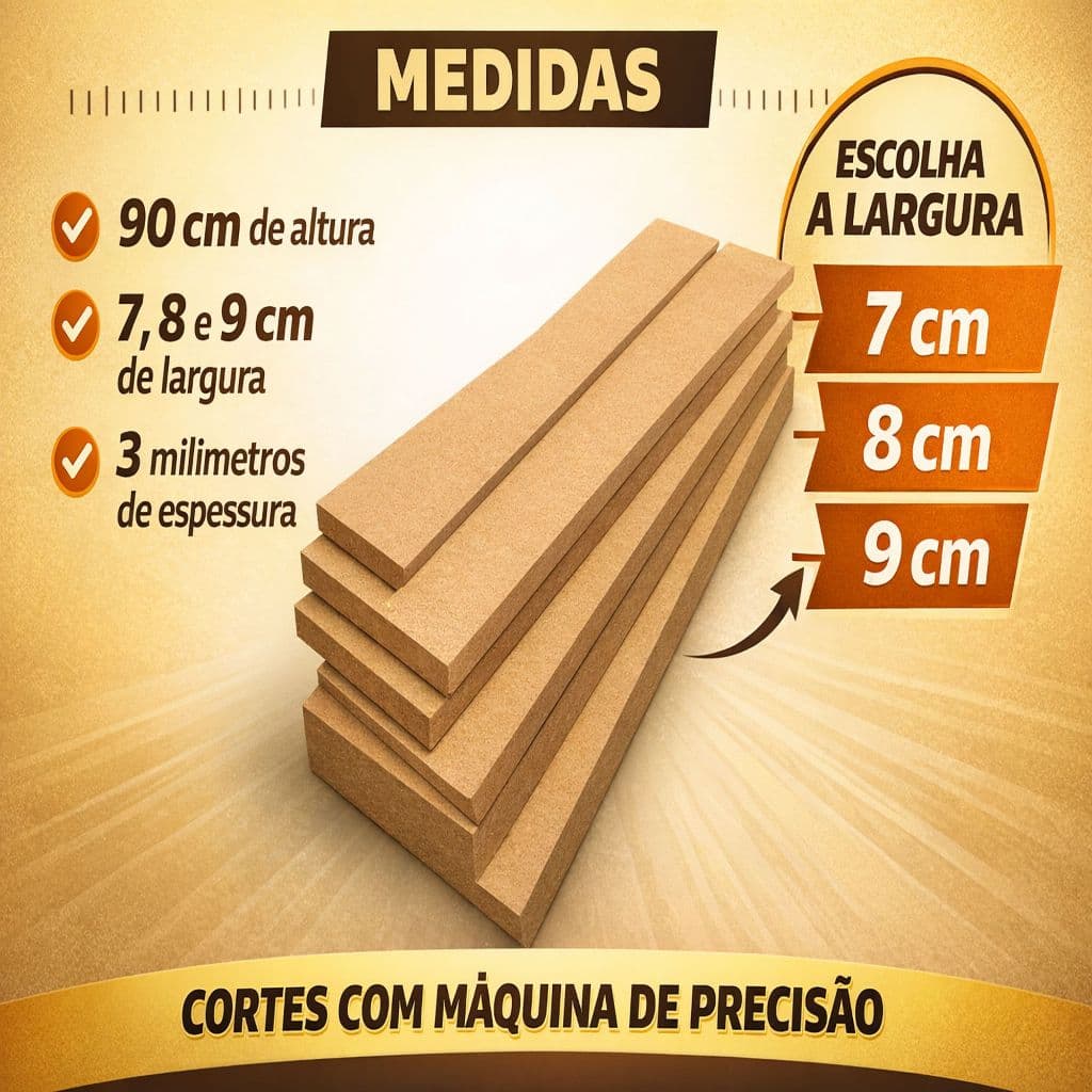 Kit Ripas MDF Cru 90 Centimetros Madeira Ripado Shiplap Painel Decorativo 3mm