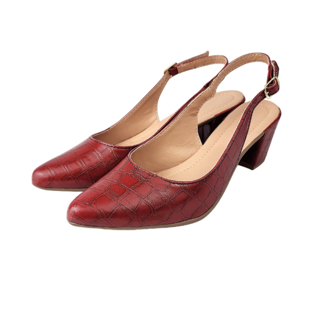 Sapato Salomé Croco Salto Bloco Feminino Sapatilha Bico Fino Scarpin