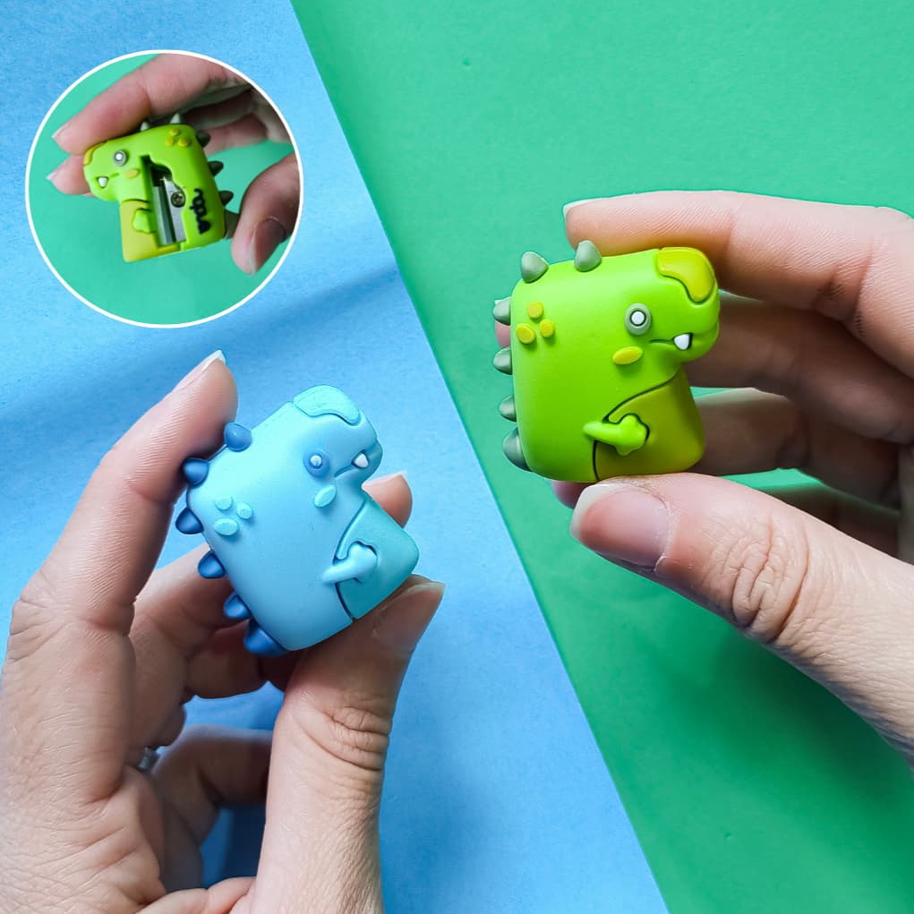 Apontador de Lápis com Tema de Dinossauro - Fofo, Material Escolar, Kawaii, Papelaria Fofa