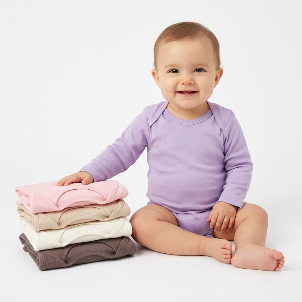 Kit 5 Body Infantil Bebê 100% Algodão Menina Menino Unissex Básico Manga Longa Super Macio Enxoval Maternidade Suedine