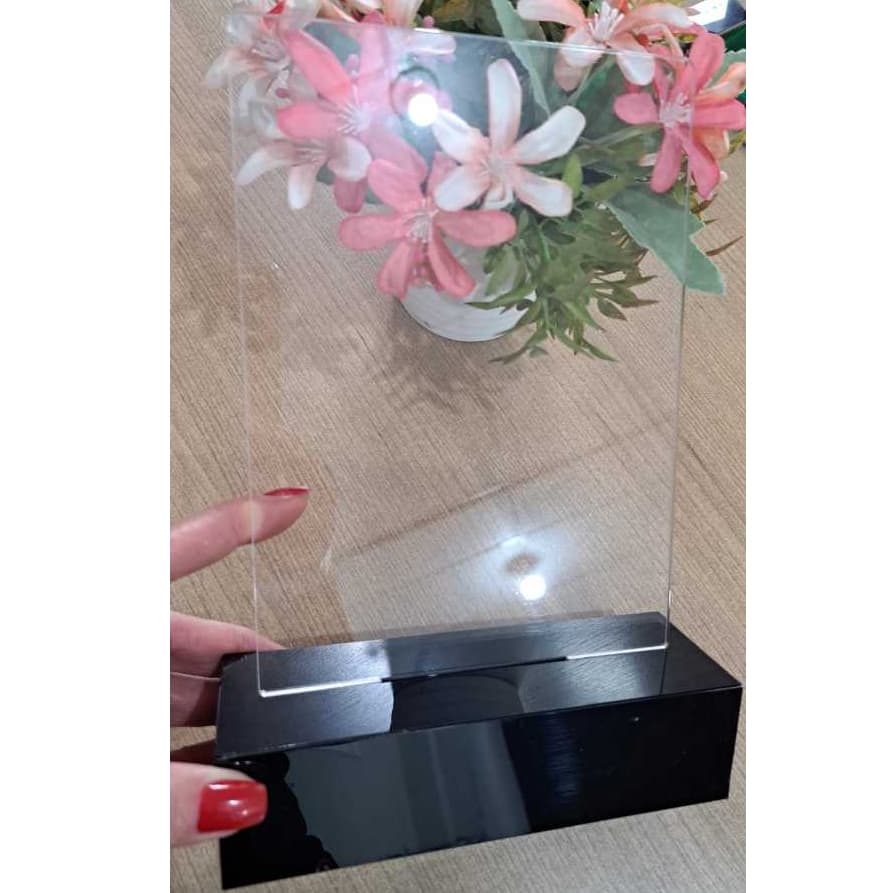 Troféu acrílico com base forma caixa 2,5cm alt pronta para personalizar 5 unidades