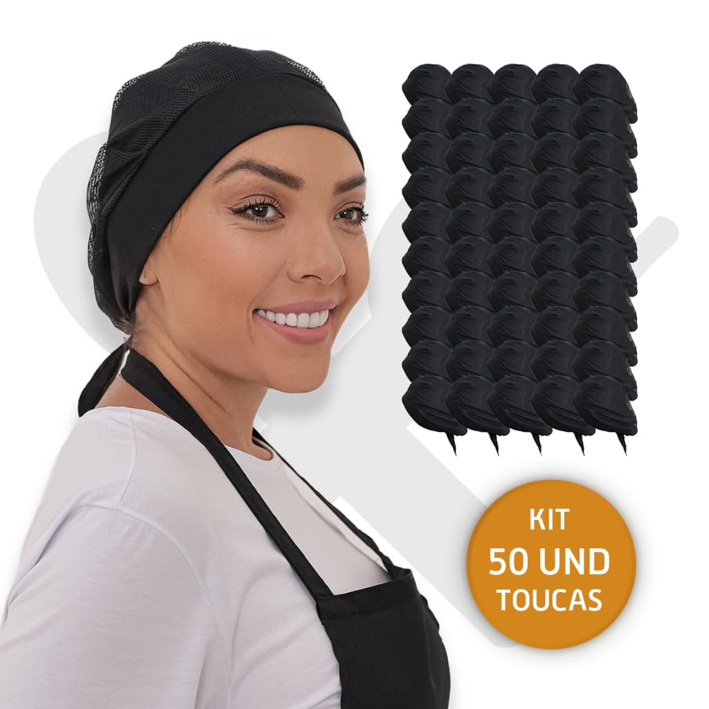 Kit Com 50 Touca Telinha Lavável Atacado Cozinha Restaurante Padaria Pizzaria Uniforme