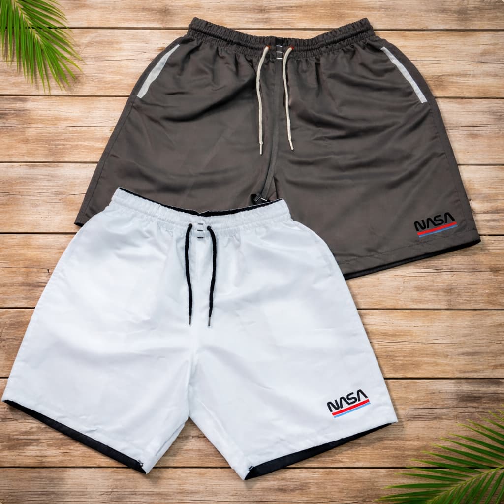 Kit 2 Shorts Masculinos NASA Verão Tactel Reforçado Praia Piscina Academia 3 Bolsos