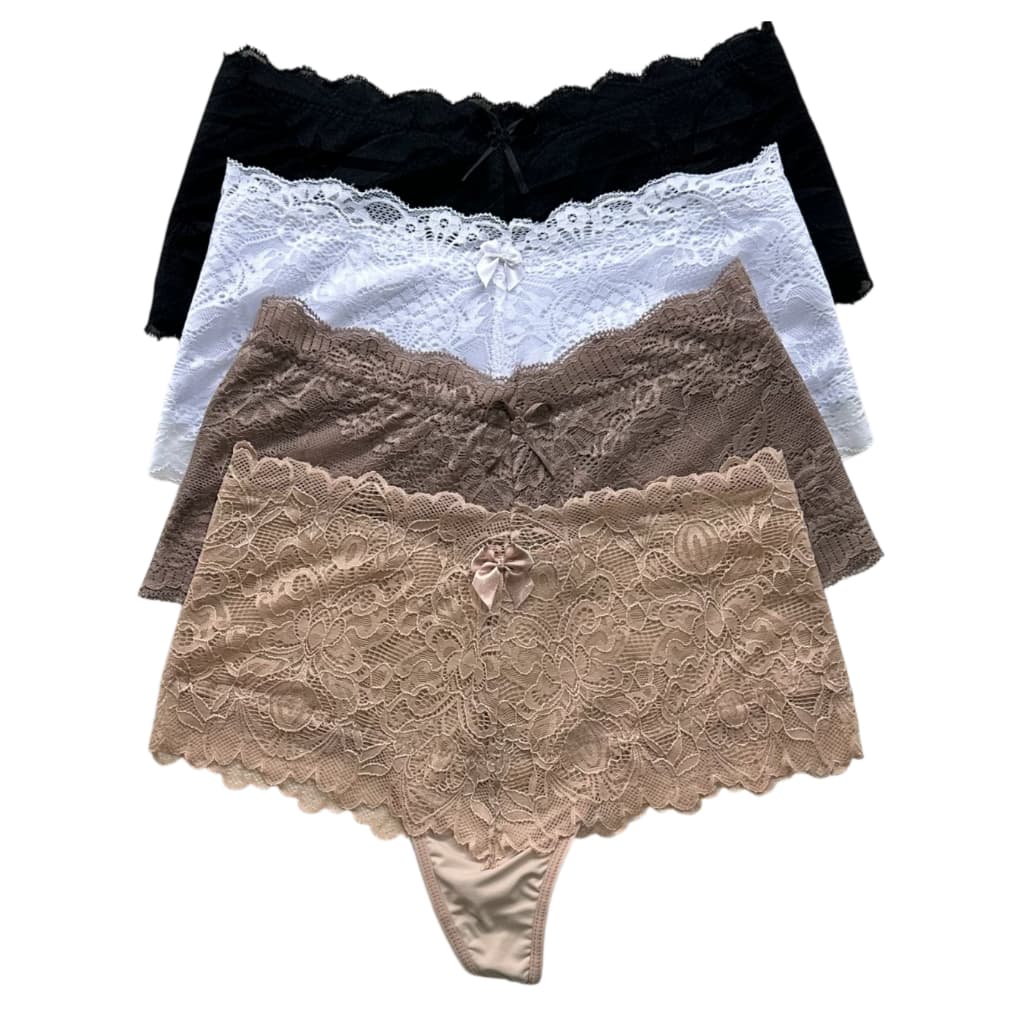 Kit 3 Calcinha Alta Modeladora Cotton Algodão Fio Duplo Renda