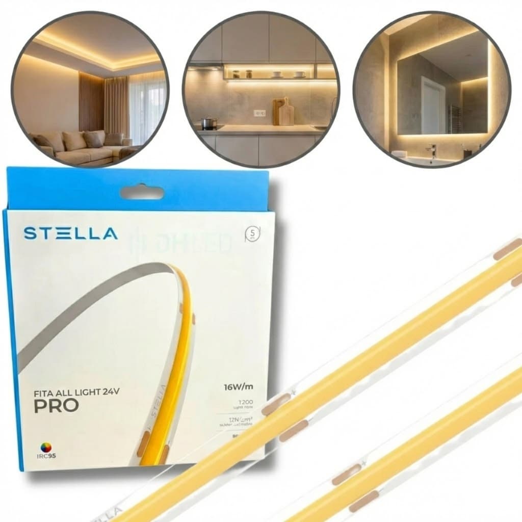 Fita de Led Cob All Light Pro 16w/m 3000k 24v  Branco Quente Stella Stl24845/30