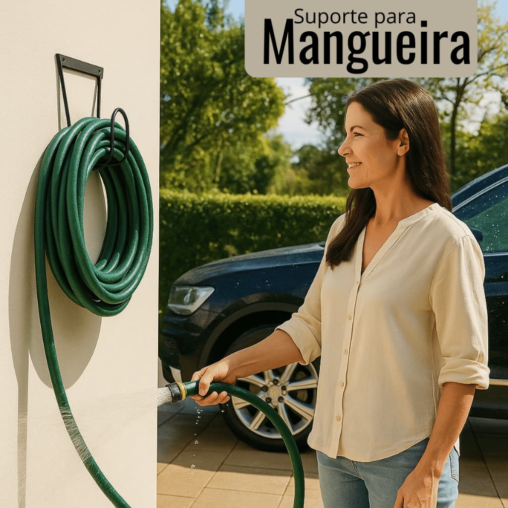 Suporte Mangueira Jardim Externa Enrolador Parede Resistente