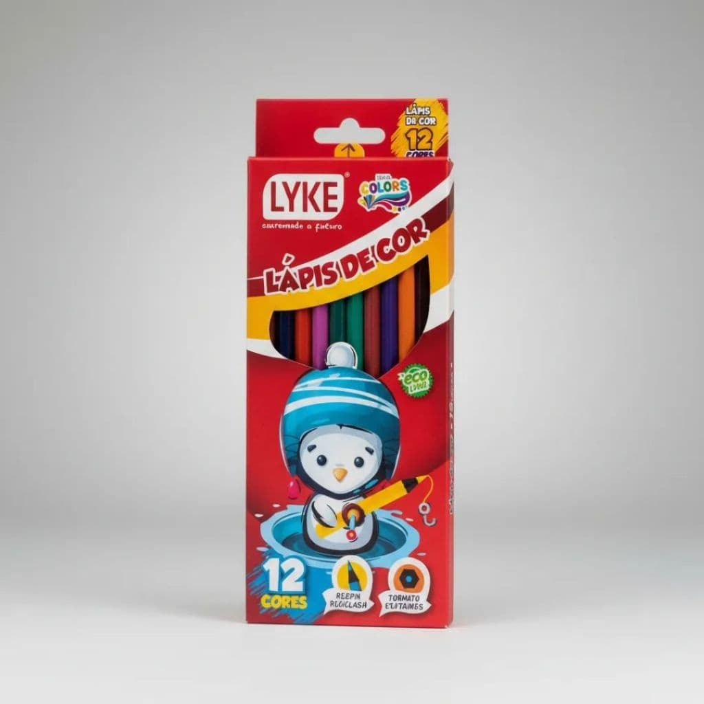 Lapis de Cor Escolar Caixa com 12 Cores Não Tóxico, Ponta Macia Infantil Escrita, Material Escolar