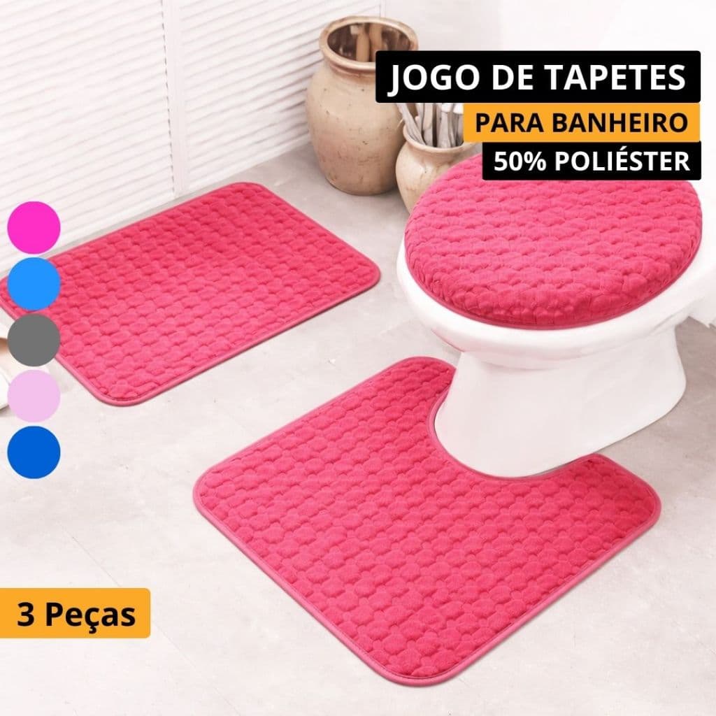 Kit de Tapetes para Banheiro 3 Peças Poliéster e EVA - Conforto e Estilo