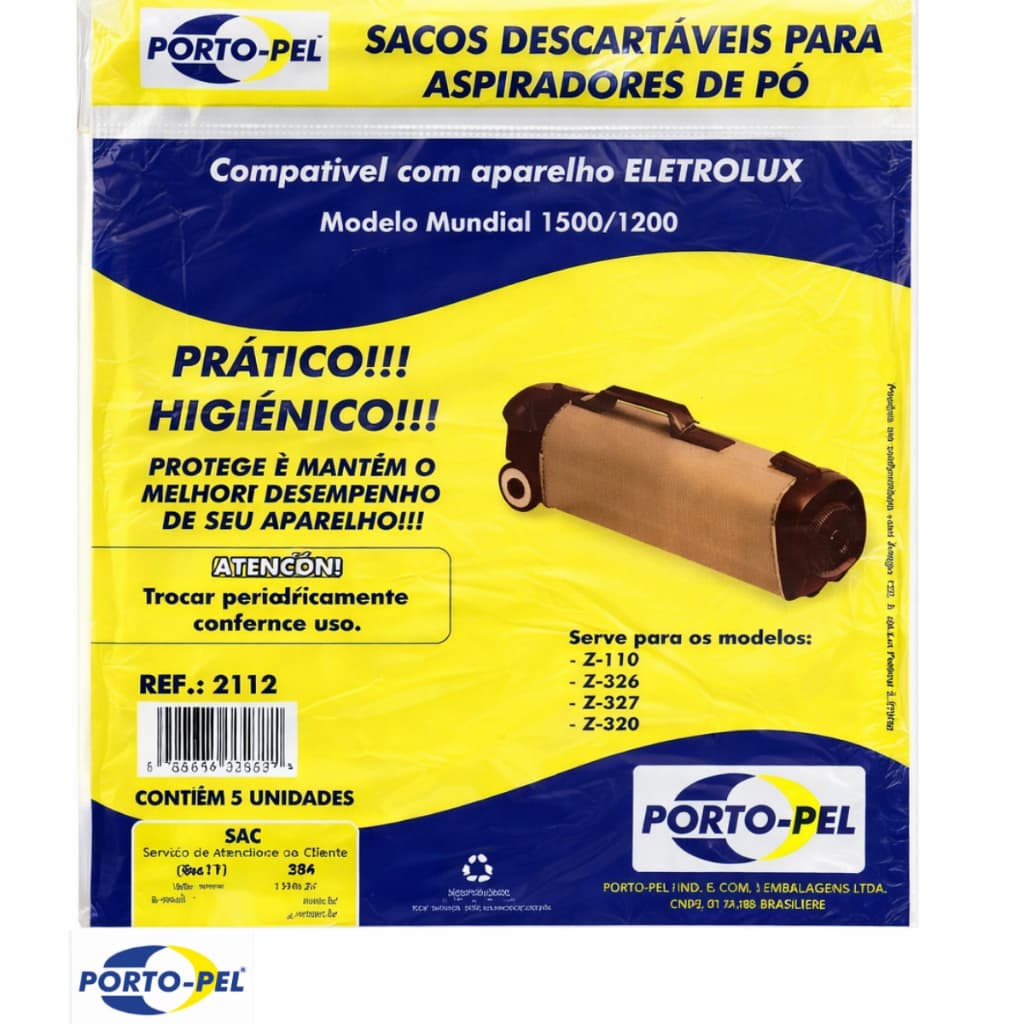 Saco Descartável Para Aspirador De Po Mondial 1500 Porto Pel Serve Para Modelos Z-110/Z-326/Z-327/Z-320 Coletor de Pó