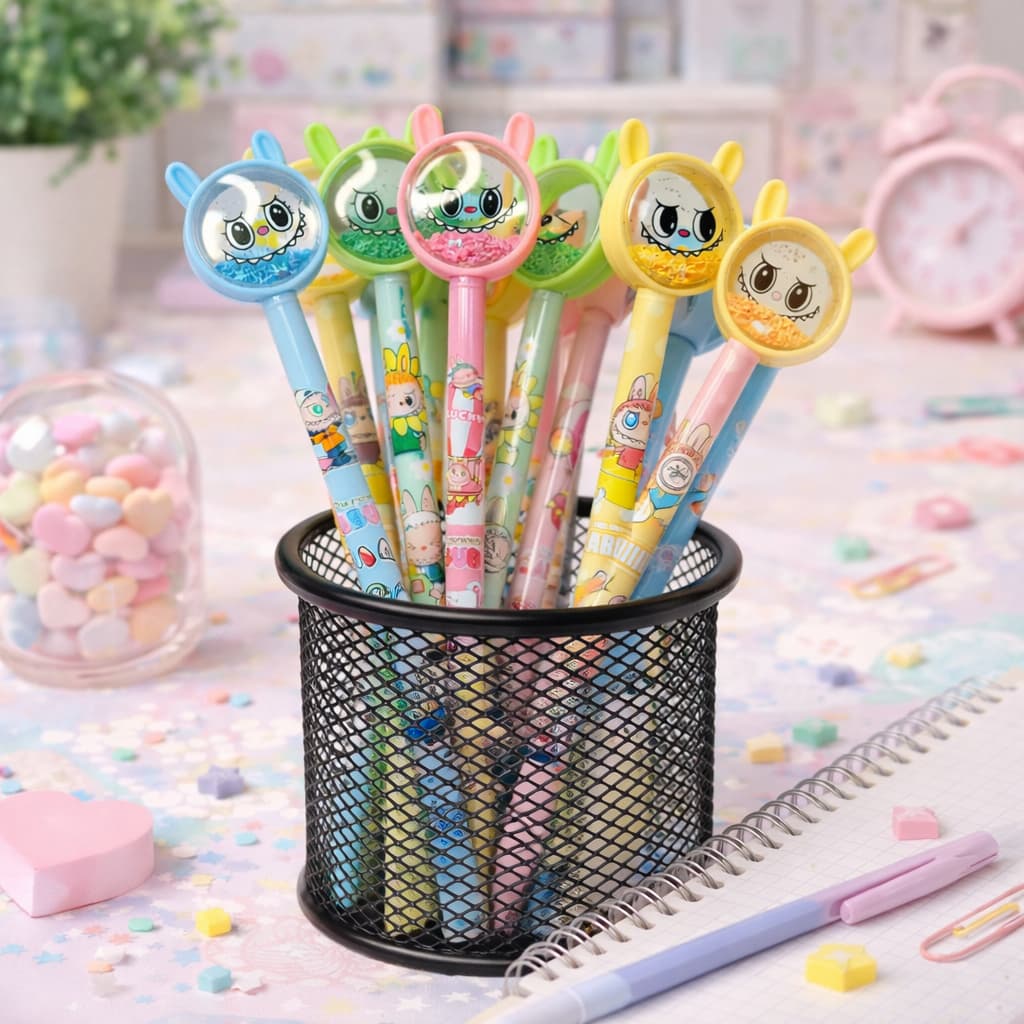 Kit 12 peças Canetas Gel Ponta fina formado borboletas Kawai 4 cores tinta preta ponta fina