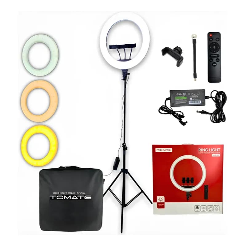 Ring Light 18 Polegadas Original Tomate com tripé 2 mts e Controle de Luz
