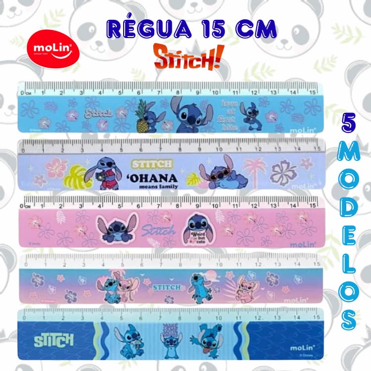 Régua Decorada 15cm Stitch | 5 modelos | Molin
