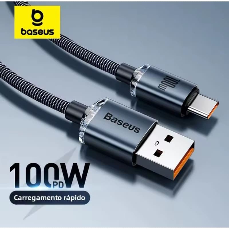 Cabo USB Tipo C 6A, 100W, 1.20m - Baseus Crystal Shine Original