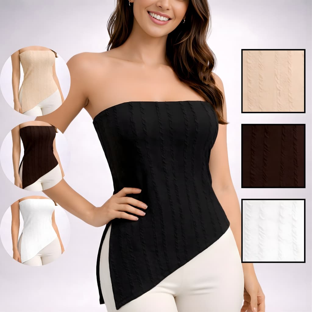 Blusa Tomara que Caia Assimétrica Ribana Premium Elegante Básico Moderno 2026