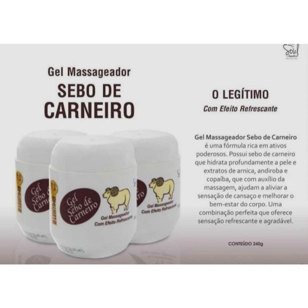 Gel Massageador Sebo de Carneiro 240g O Legitimo - Soul