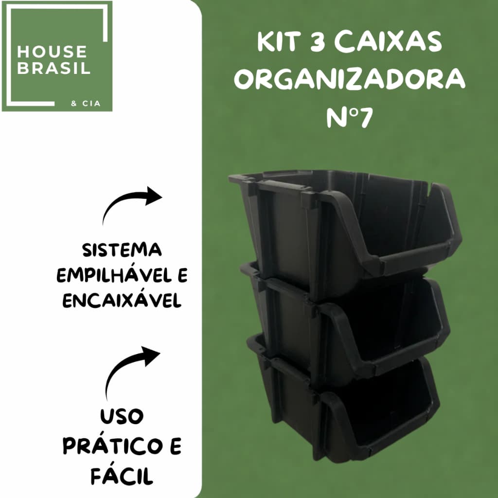 Kit 3 Caixa Bin N7 Gaveteiro Ferramentas Estoque Parafusos Organizadora Plástica