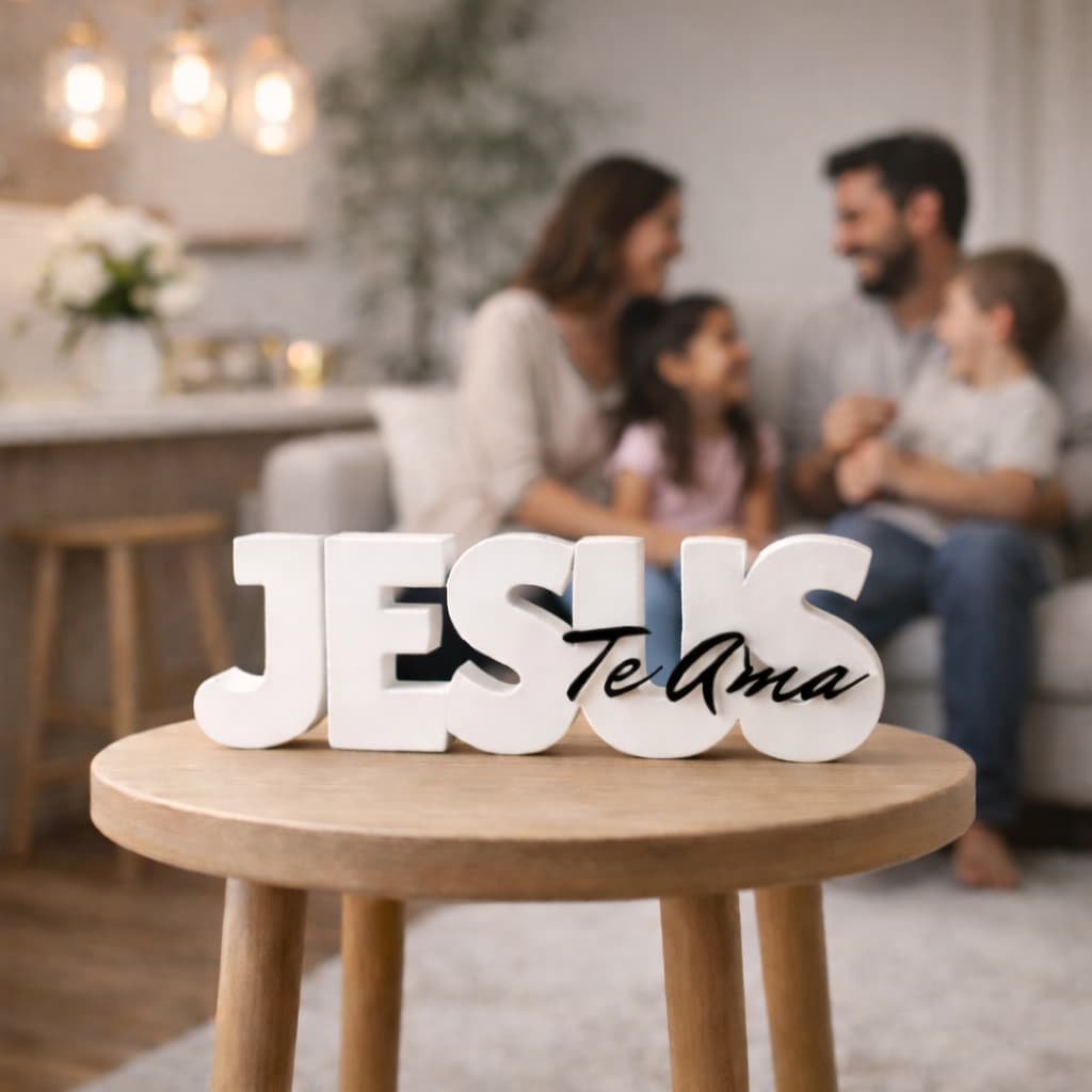 Enfeite Jesus Palavra Mensagem Placa Letreiro Casa Sala Mesa Quarto Escritório Presente Cristão