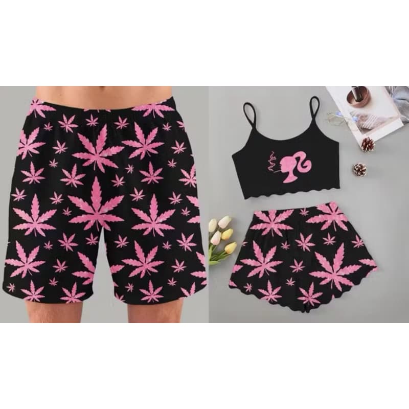 Baby doll kit pijama casal conjunto roupa de dormir combinando amor