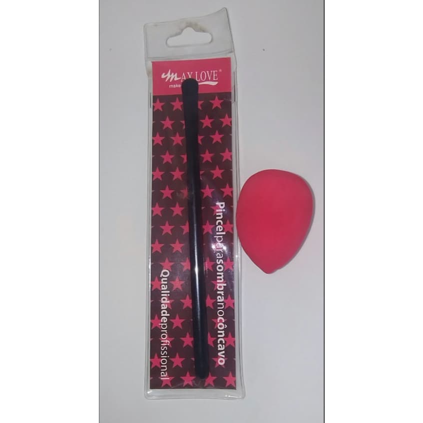 KIT CONTEM 1 PINCEL PARA SOMBRA N8 MAX LOVE+ 1 ESPONLA GOTA COR PINK