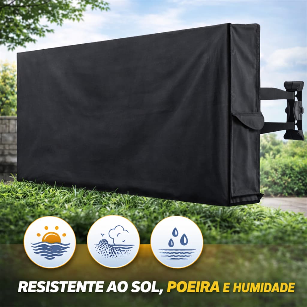 Capa Protetora para TV Impermeável  Couro sintético 32 a 75 Polegadas – Proteção Contra Chuva, Poeira e Sol