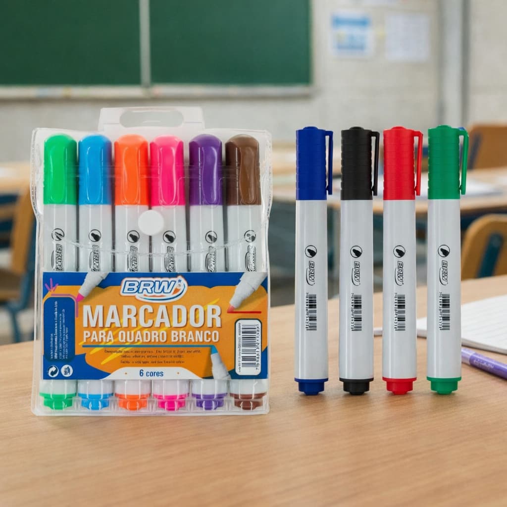 Kit 10 Pincel Caneta P/ Quadro Lousa Branco - Cores Vivas