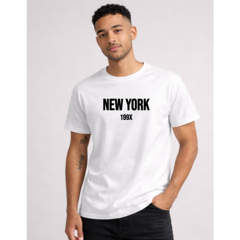 Camiseta Básica Masculina New York 100% Algodao Elegante