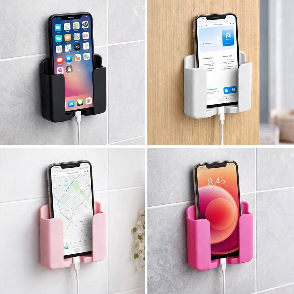 Suporte de Parede para Celular com Instalação Sem Furar, quatro opções de cores