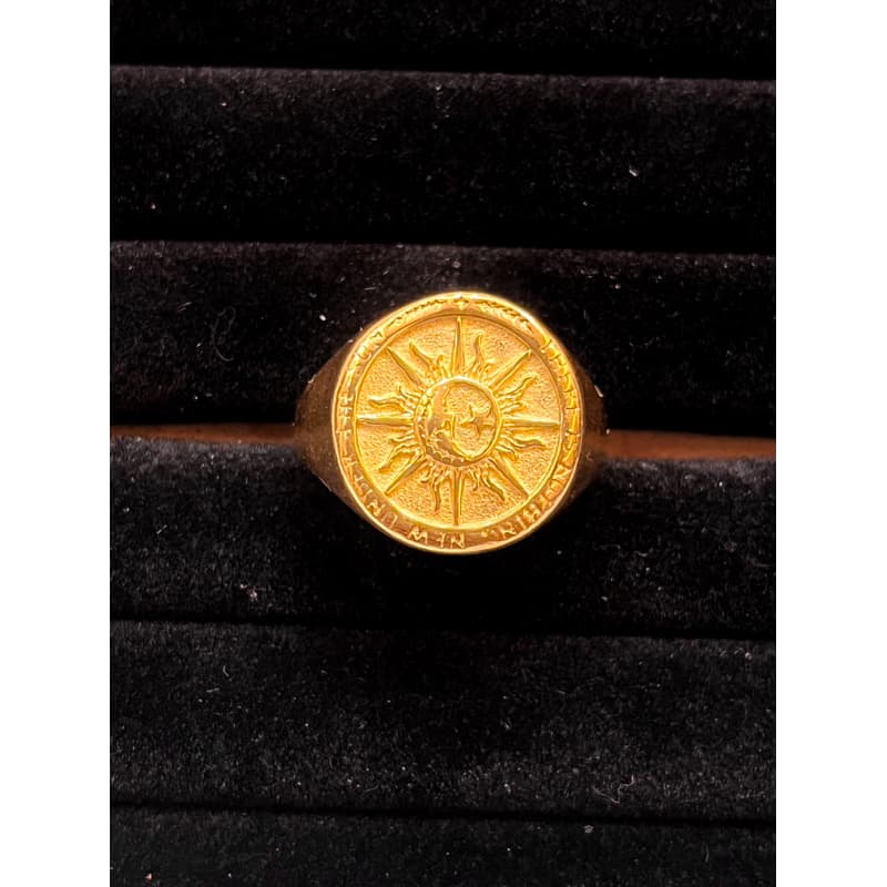 Anel Dedeira Sol e Lua aço inoxidável dourado