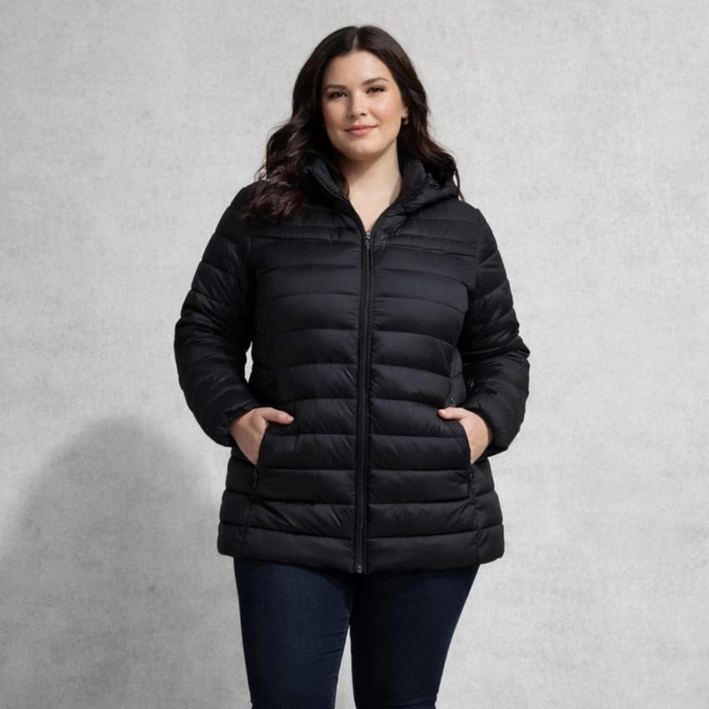 Jaqueta Puffer Bobojaco Feminina Plus Size Grande Impermeável Peluciada Capuz Removivel