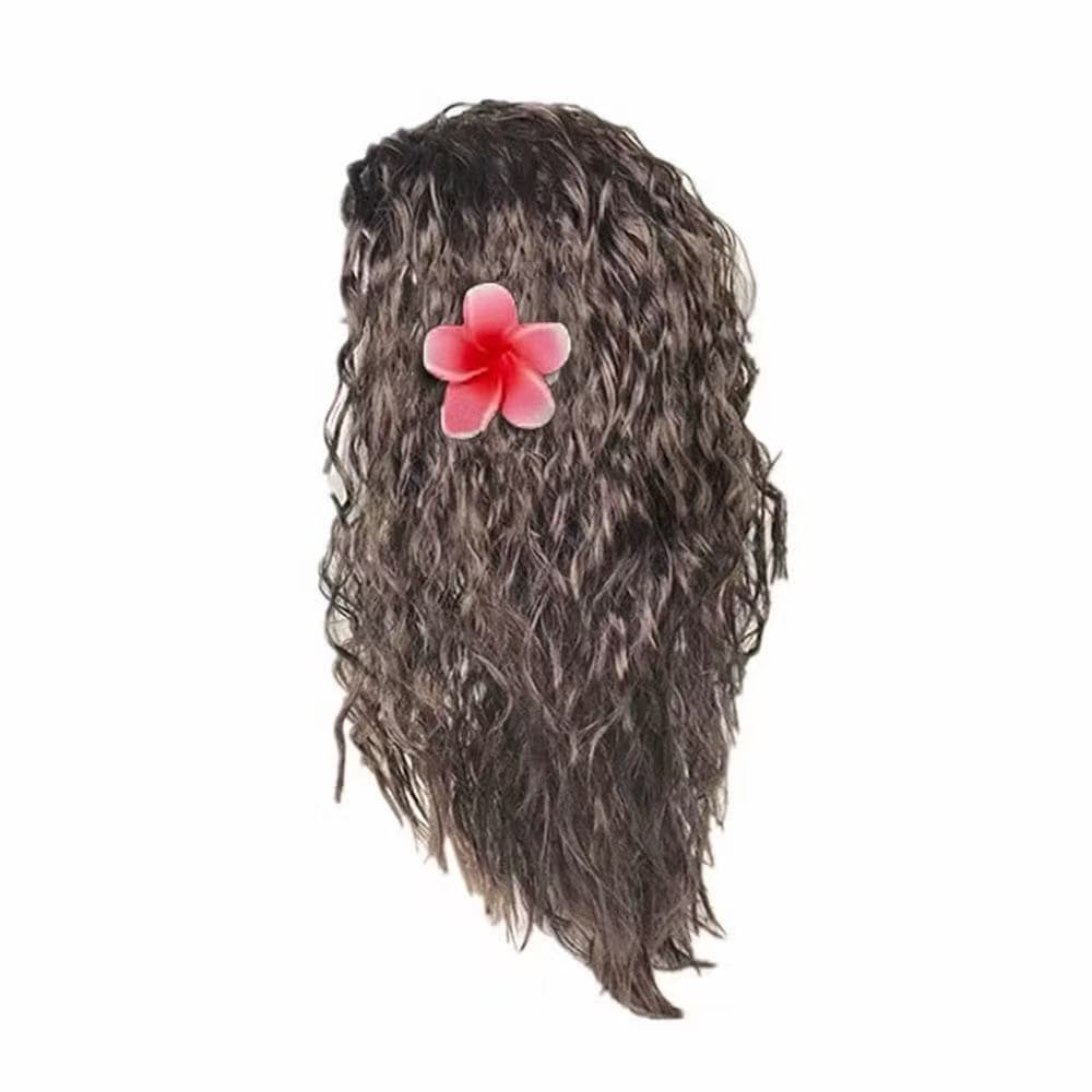 Peruca Fantasia da Moana Cabelo Cosplay Feminino Menina Festa Carnaval Preta Longa