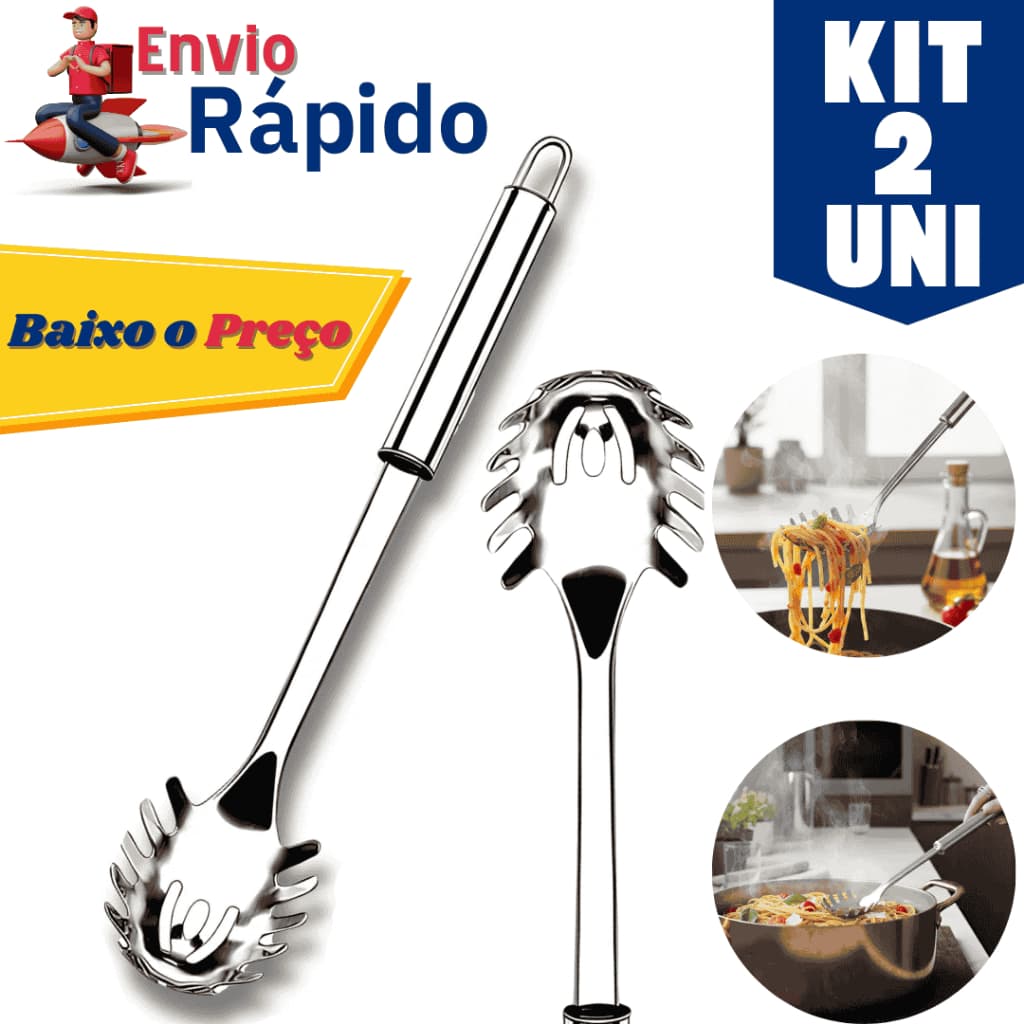 2 ou 1 unidade Pegador De Macarrão Massa Inox Grande Utensilio De Cozinha 31,5cm