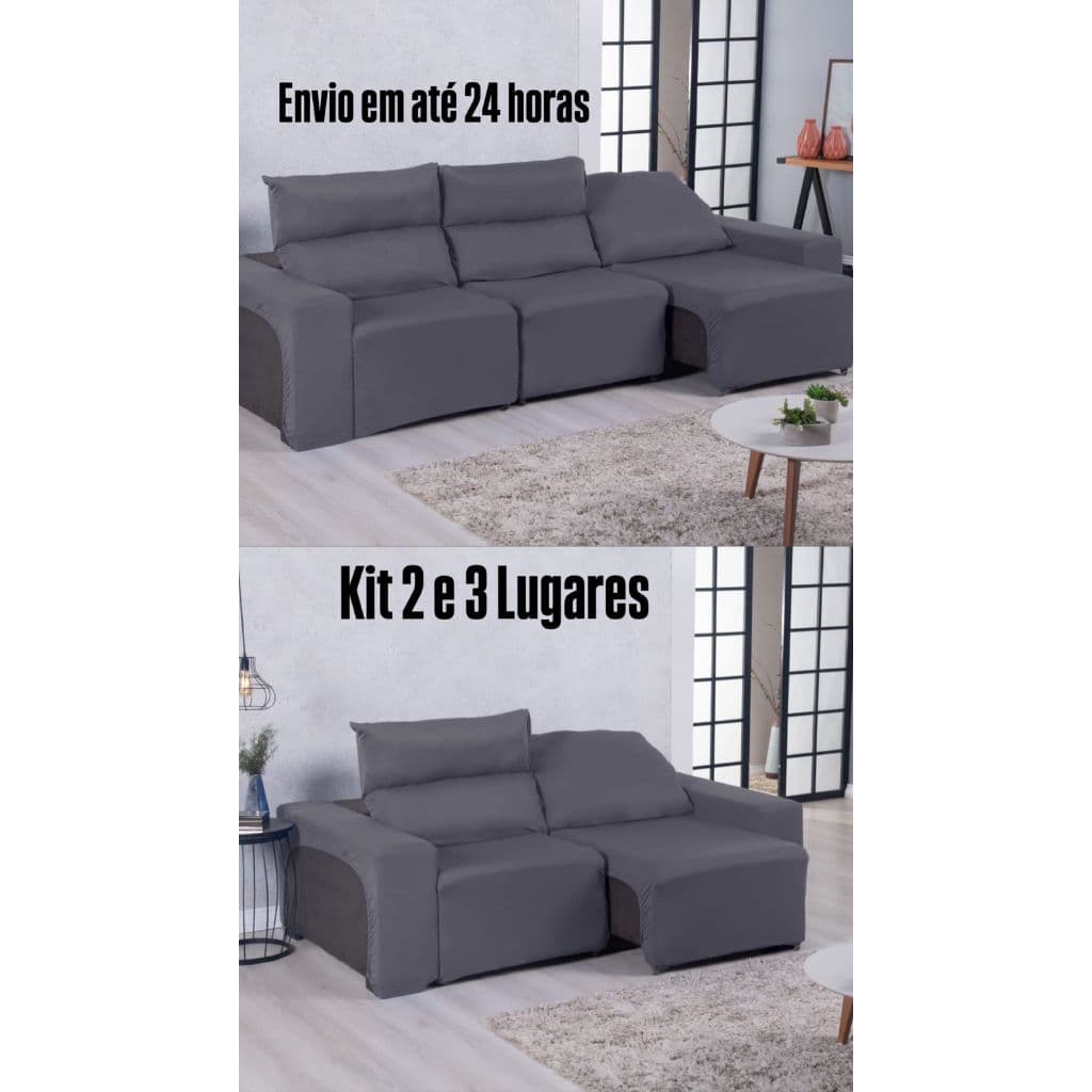 Kit Capa de Sofá Retrátil 2 e 3 Lugares Sala Luxo Família