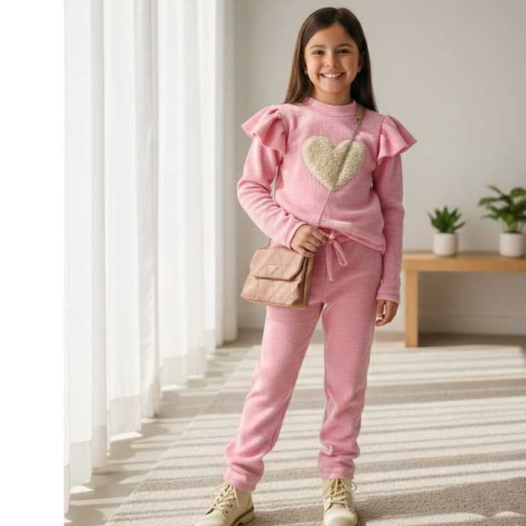 Conjunto de frio infantil Menina Roupa de inverno Casaco Calça Conjuntos de  Inverno Meia estação