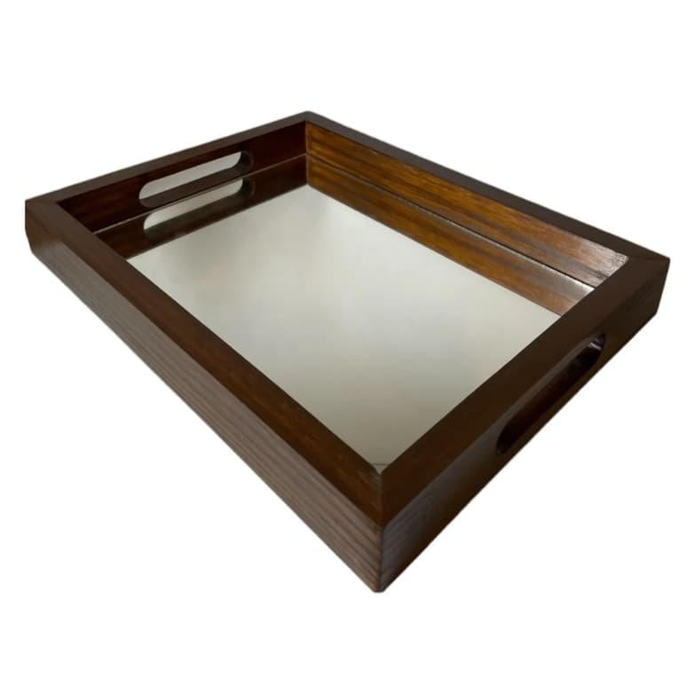 Bandeja Espelhada Grande 40x30cm em Madeira para decoração cozinha, sala, area gourmet