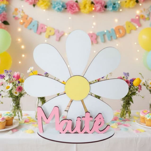 Kit 10 Centros de Mesa Personalizado Tema Flor Margarida Personalizado Tema Margarida