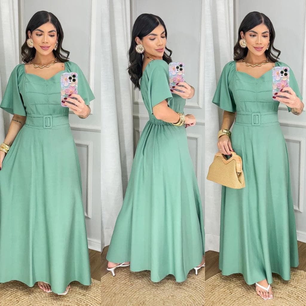 VESTIDO LONGO (DETALHE :COM BOJO , CINTO FIXO)