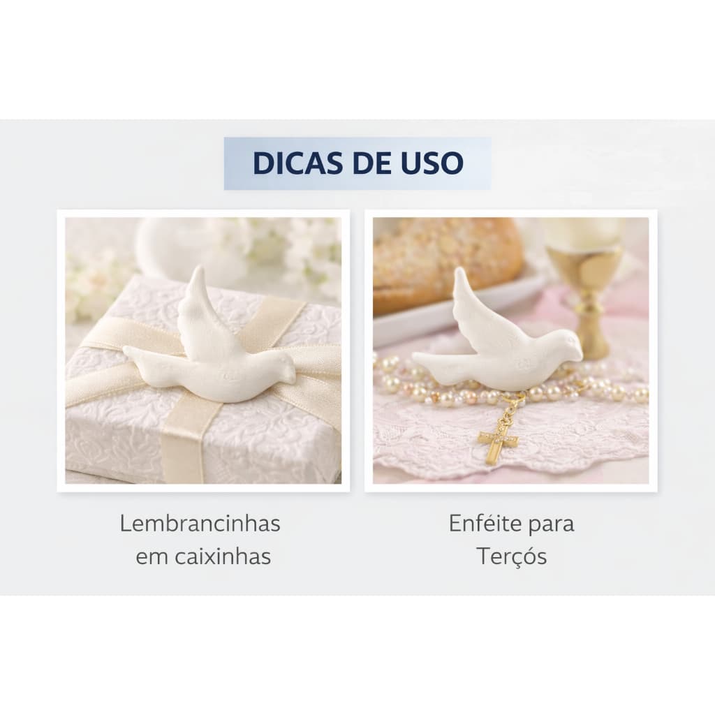 Kit 10/20/30 Pombinhas Católicas – Lembrancinha Batizado e Primeira Eucaristia - Espitiro Santo