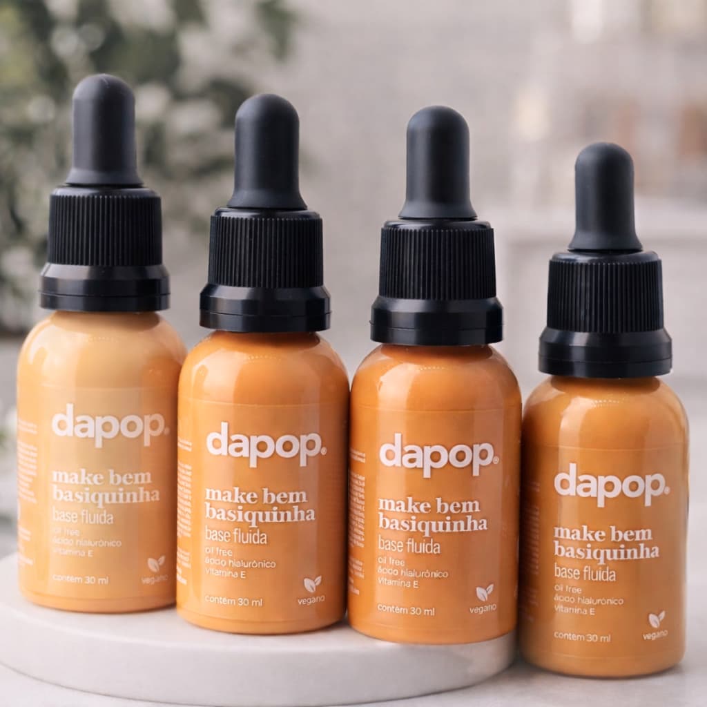 Base Fluída Make Bem Basiquinha DaPop - Vegana, Efeito Natural