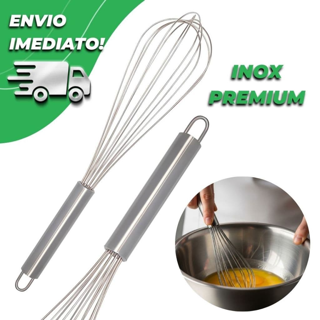 Batedor de Ovos e Claras Fue Manual Aço Inox Profissional Grande Utensílio de Cozinha