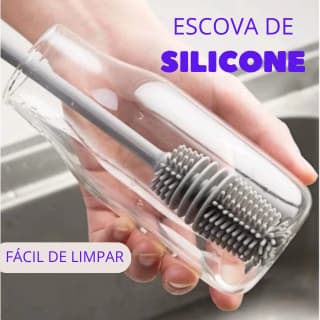 Escova De Lavar Garrafa Mamadeira Copos Multiuso De Silicone 33cm