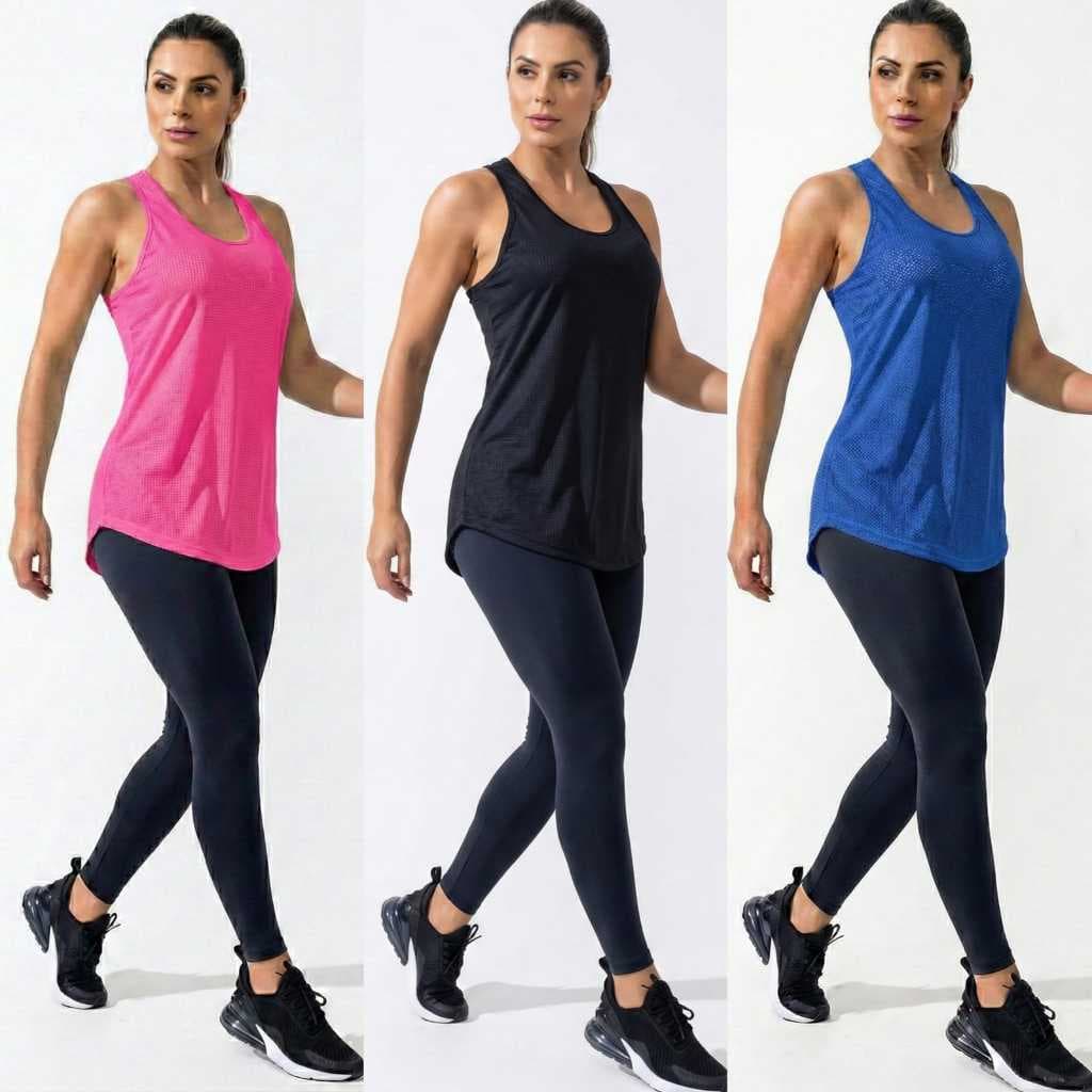 Kit 3 Regatas Femininas Longa Tapa Bumbum Musculação  Academia Pilates Corrida Treino Pilates